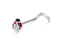 Ladybird Shaped Silver Curved Nose Stud NSKB-366